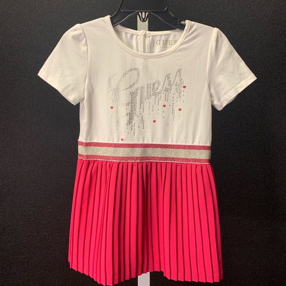 Guess Girls White & Pink Logo Dress - Picture 2 of 7